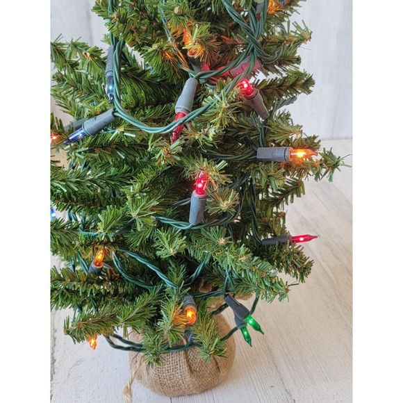 Mini multicolor Christmas tree burlap sack home decor figure - Picture 8 of 11